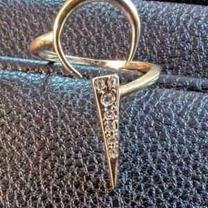 Luv Aj Gold and Silver Geometric Ring